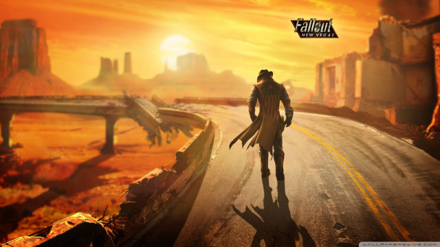 Man walking desert sunset bridge #2 free wallpaper for desktop - medium preview image