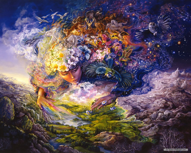 Woman flowers hair sky stars free wallpaper for desktop - medium preview image