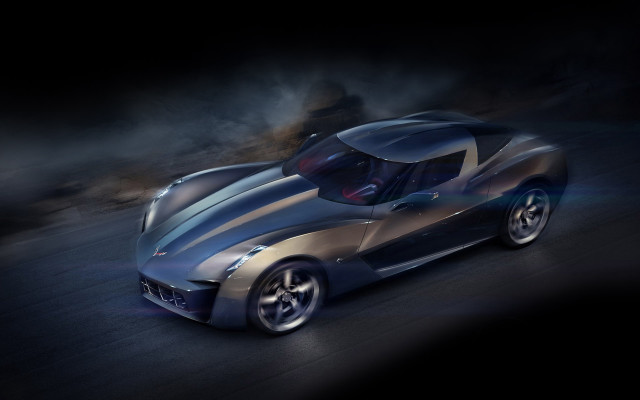 Silver black sports car night free wallpaper for desktop - medium preview image