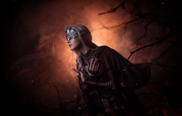 Woman costume mask dark forest free wallpaper for desktop - medium preview image