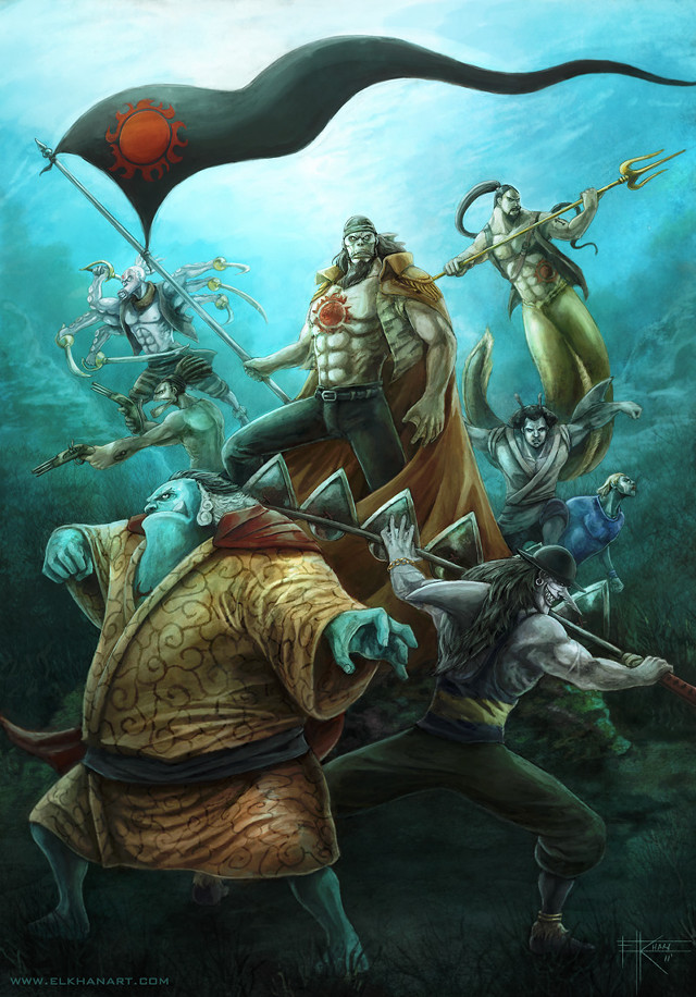 People water flag horse painting free wallpaper for mobile - medium preview image