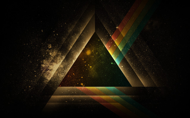Dark background triangle rainbow star free wallpaper for desktop - medium preview image