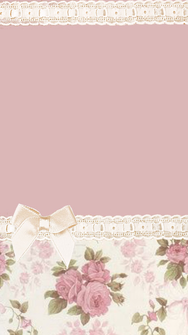 Pink white floral background bow free wallpaper for mobile - medium preview image