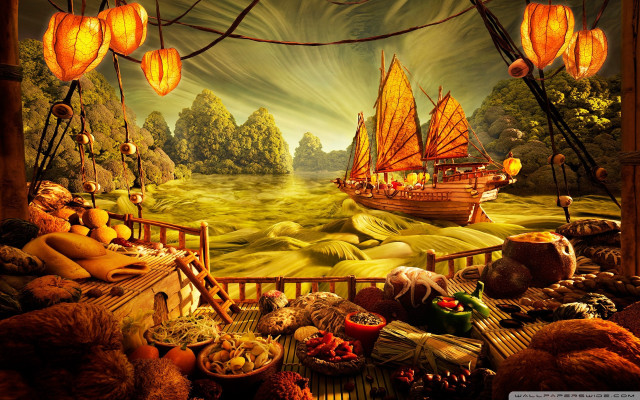 Boat sails room food decorations free wallpaper for desktop - medium preview image