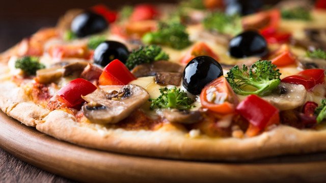 Pizza with mushrooms delicious cheese free wallpaper for desktop - medium preview image