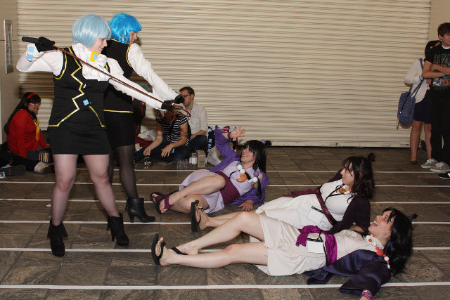 Group cosplay woman sitting lap free wallpaper for desktop - medium preview image