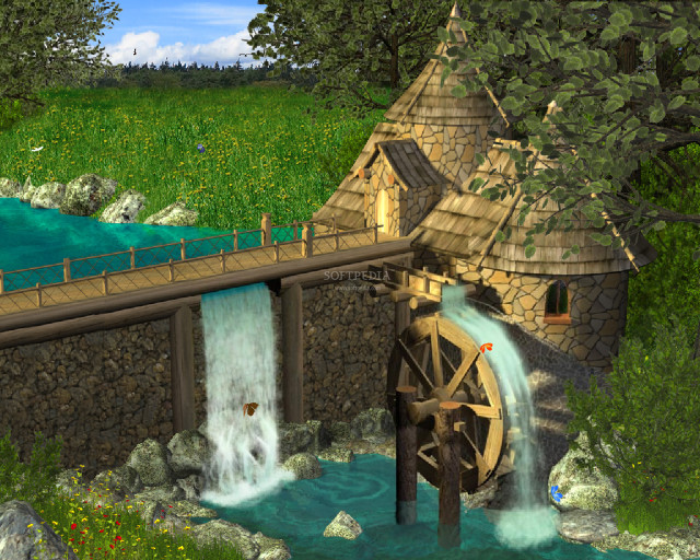 Water mill bridge stream man free wallpaper for desktop - medium preview image