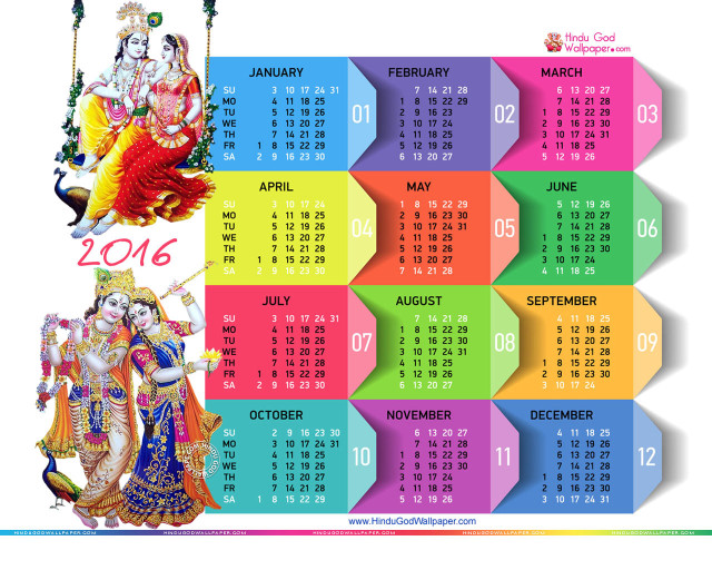 Colorful calendar hindu bapu triadic free wallpaper for desktop - medium preview image