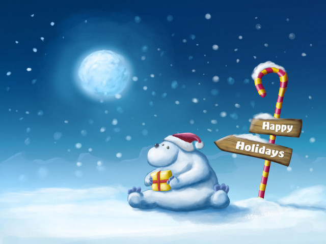 Polar bear snow signpost candy #2 free wallpaper for desktop - medium preview image