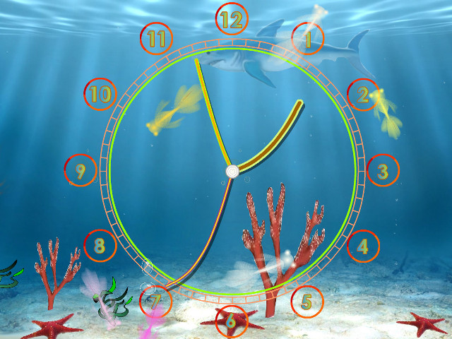Underwater sea theme clock corals free wallpaper for desktop - medium preview image