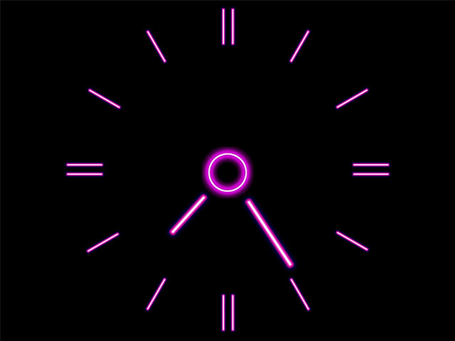 Clock neon lights black background free wallpaper for desktop - medium preview image