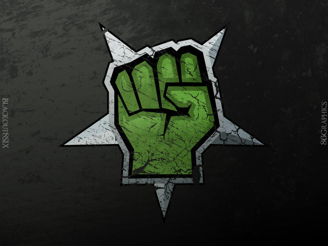 Green fist star black background free wallpaper for desktop - medium preview image