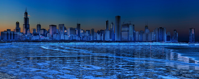 City skyline water ice ground #2 free wallpaper for desktop - medium preview image