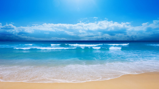 Beach waves sand blue sky #4 free wallpaper for desktop - medium preview image