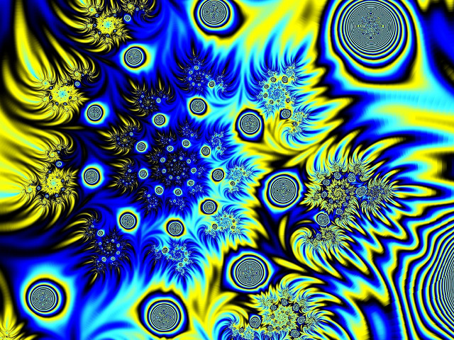 Blue yellow flower fractals glow free wallpaper for desktop - medium preview image