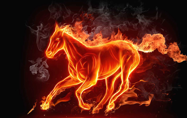 Horse running fire field flames #4 free wallpaper for desktop - medium preview image