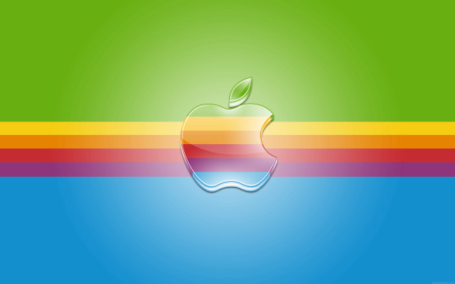 Colorful apple logo on green free wallpaper for desktop - medium preview image