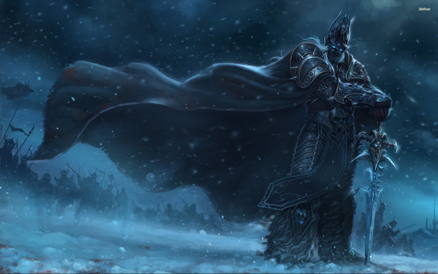 Snowy man sword bear aurora free wallpaper for desktop - medium preview image