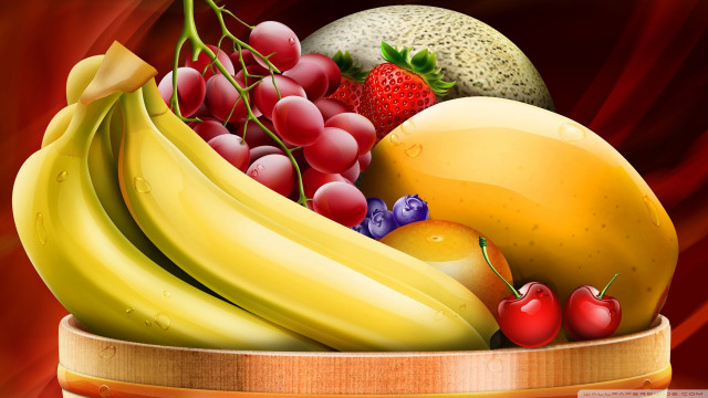 Wooden basket fruit table red free wallpaper for desktop - medium preview image