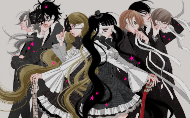 Anime girls long hair stars free wallpaper for desktop - medium preview image