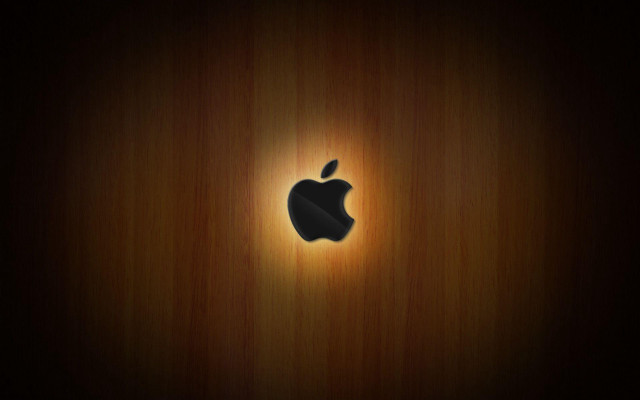 Wooden apple logo dark background free wallpaper for desktop - medium preview image