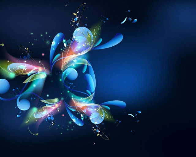 Blue background colorful swirl bubbles free wallpaper for desktop - medium preview image