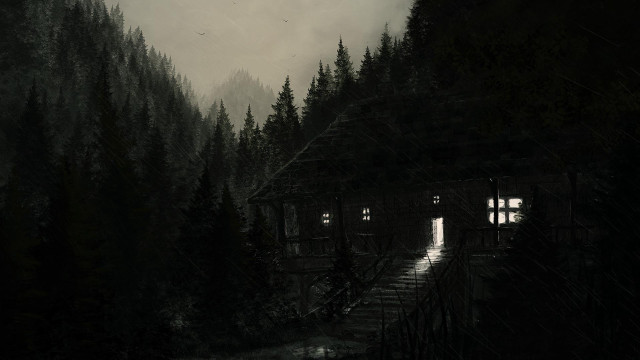 Cabin in the woods staircase free wallpaper for desktop - medium preview image