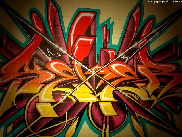 Graffiti wall clock side image free wallpaper for desktop - medium preview image