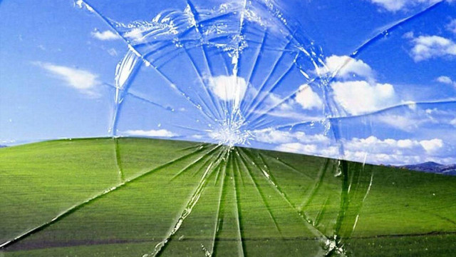 Window pane green field blue free wallpaper for desktop - medium preview image