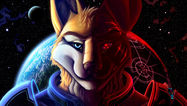 Wolf space planet stars blue free wallpaper for desktop - medium preview image