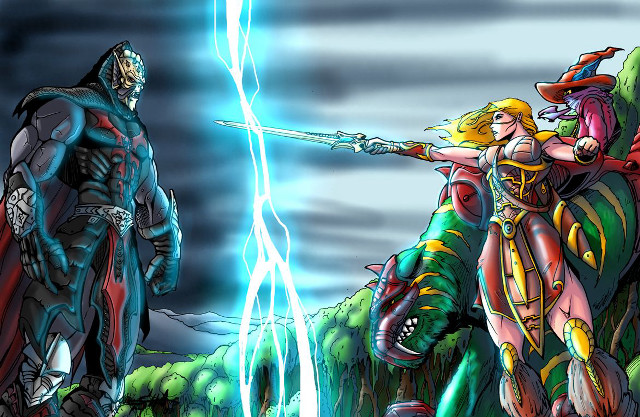 Knight demon fight monster sword free wallpaper for desktop - medium preview image