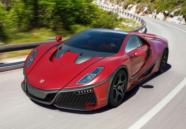 Red sports car driving road #6 free wallpaper for desktop - medium preview image