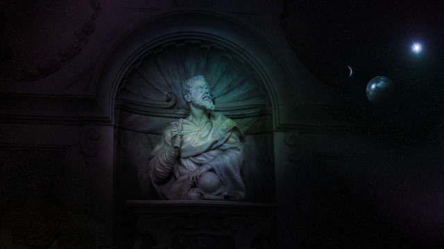 Statue man window light planet free wallpaper for desktop - medium preview image