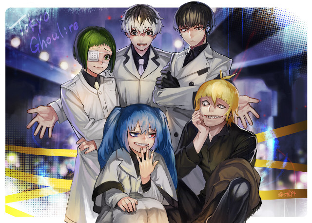 Colored hair glasses group photo free wallpaper for desktop - medium preview image