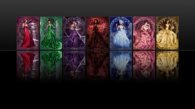 Colorful dresses reflection woman long free wallpaper for desktop - medium preview image