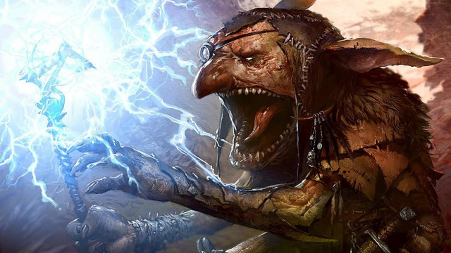 Demonic creature horns sword lightning free wallpaper for desktop - medium preview image