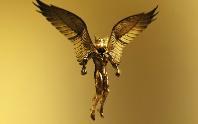 Statue woman wings flying yellow free wallpaper for desktop - medium preview image