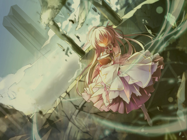 Girl dress tree fence bird free wallpaper for desktop - medium preview image