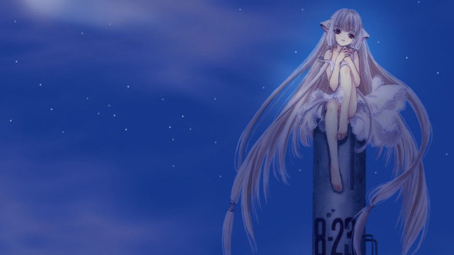 Anime girl pole moon stars free wallpaper for desktop - medium preview image