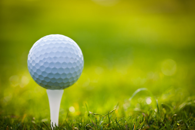 Golf ball tee grass blurry free wallpaper for desktop - medium preview image