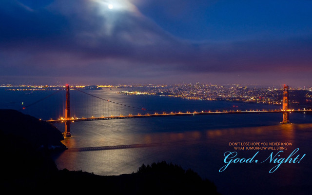 Night bridge city lights full free wallpaper for desktop - medium preview image