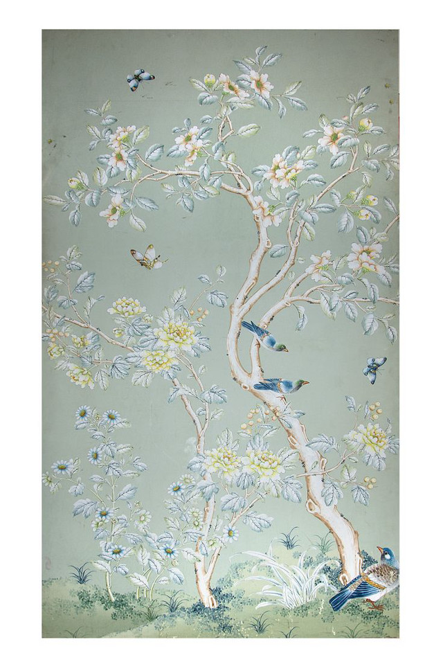 Tree birds flowers branch painting free wallpaper for mobile - medium preview image