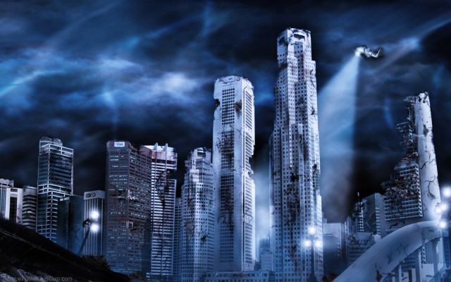 City tall buildings night lights #2 free wallpaper for desktop - medium preview image