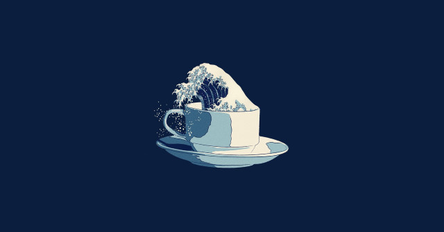 Coffee wave saucer blue black free wallpaper for desktop - medium preview image
