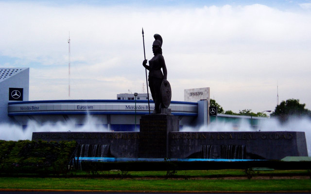Statue man sword building fountain free wallpaper for desktop - medium preview image