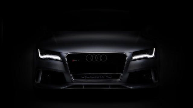 Black car dark headlights spotlight free wallpaper for desktop - medium preview image