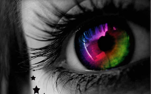 Close up eye rainbow eyeliner free wallpaper for desktop - medium preview image