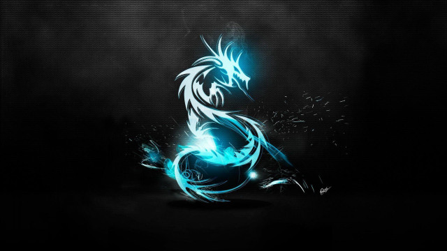 Blue black dragon glowing light #2 free wallpaper for desktop - medium preview image