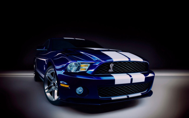 Blue mustang car white stripes #3 free wallpaper for desktop - medium preview image
