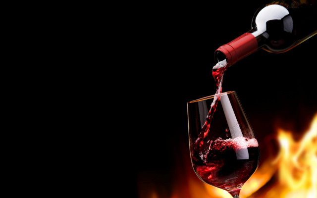 Wine pour fire background bottle free wallpaper for desktop - medium preview image